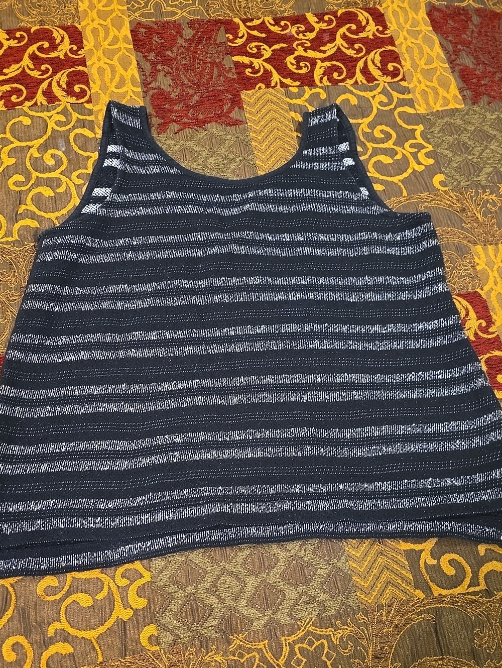 Madewell Navy and Silver Striped Tank